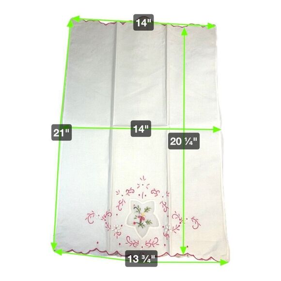 Victorian Style Tea Towel Tessie  Pink Flowers Floral Embroidered 100% Cotton - Picture 7 of 7